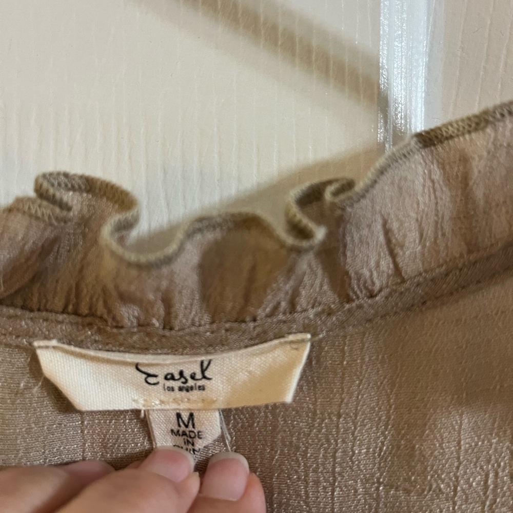 Easel Tan Ruffle Cardigan - Picture 6 of 6